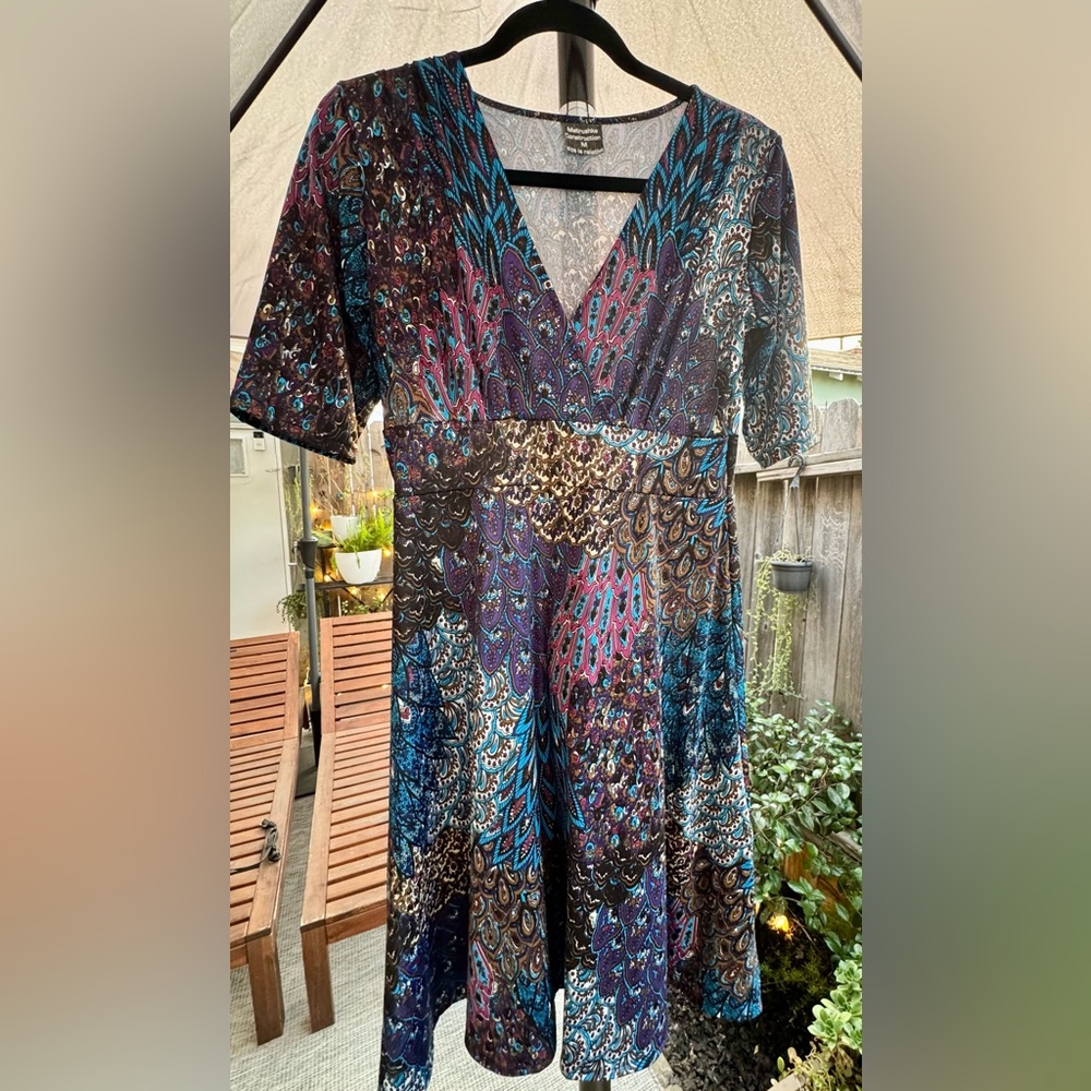 Matrushka Construction Silverlake -  Peacock Feathers dress